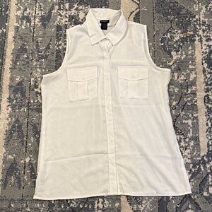 Ann Taylor Cream Sleeveless Blouse